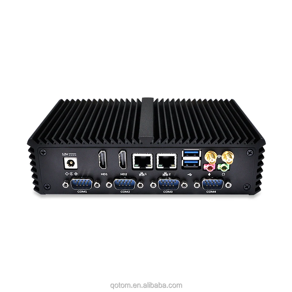I5 6 COM Ports Desktop Computer Qotom-Q350P 8G DDR3L RAM 128G SSD WIFI Core I5-4200U Fanless 2 LAN RS485 Pos KIOSK Mini PC