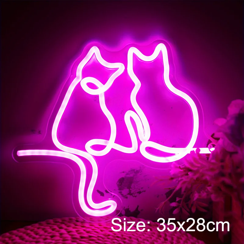 Cat Dog Neon Sign LED Animal Pet Neon Decoration Lamp with Dimmabler USB plug Decor 3D Wall Art Game Room Shop Party Birthday