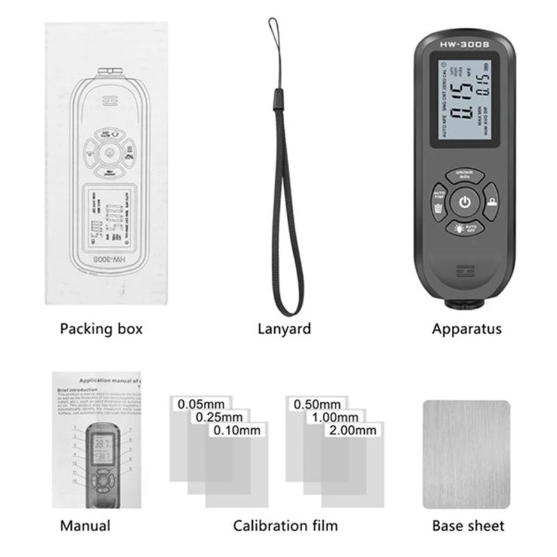 Digital Coating Thickness Gauge 0.01Mm/1Mil Black Thickness Meter With Screen LCD Display Calibration Function For Car