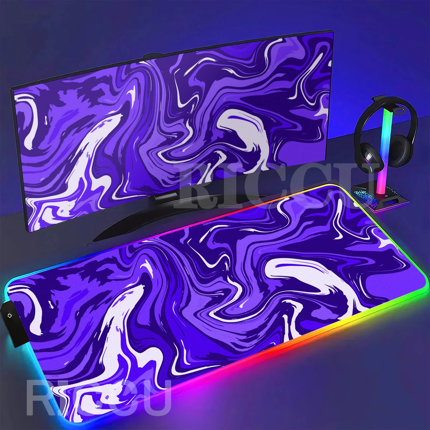 RGB Strata Liquid Large Gaming LED Mouse Pad Rubber Game Mousepad Keyboard Gamer offices HD Printing overlock backlight Desk mat