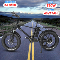 CMACEWHEEL T20 Electric Bicycle 750W Motor 48V17AH Lithium Battery City Commuting Electric Bike 20*4.0 inch Tire Mountain E Bike