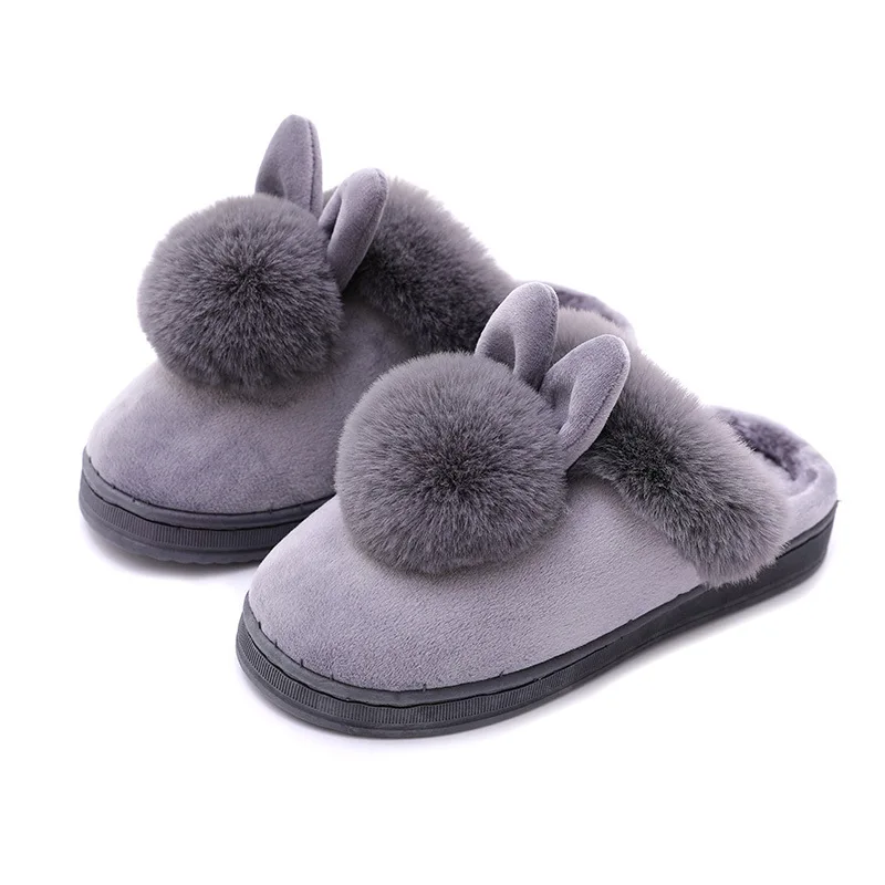 Sapatos de casa fofos para mulheres, chinelos quentes para inverno coelho fofo chinelo de pelúcia feminino, interior casual, sapatos macios femininos, casais