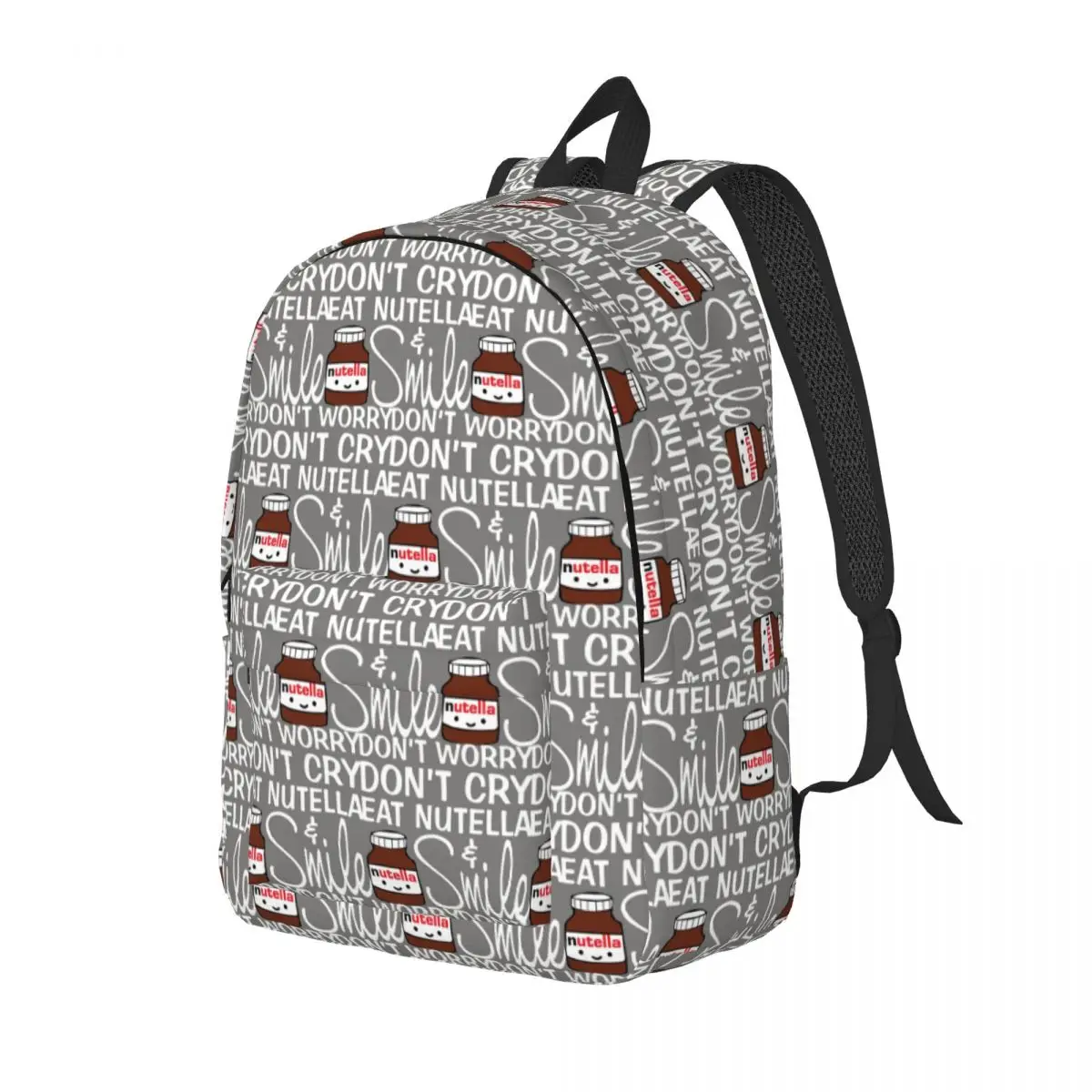 Don't Worry Don't Cry Eat Nutella And Smile Student Backpack School Bag Hiking Daypack for Men Women Bookbag Shoulder Bags