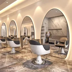 3 PCS Barber Shop Mirror Hair Salon Special LED with Light Wall Mounted Simple European Style Hair Cutting Mirror Salon Mirror