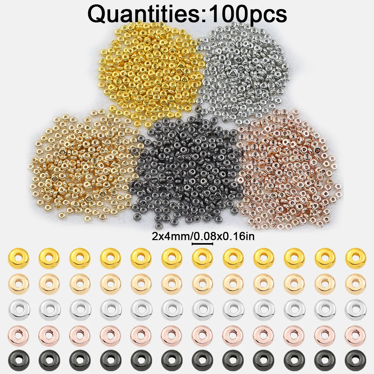 100/200/400pcs 2x4mm Multicolor CCB Plastic Flat Round Spacer Loose Beads For Jewelry Making DIY Bracelets Necklaces Accessories