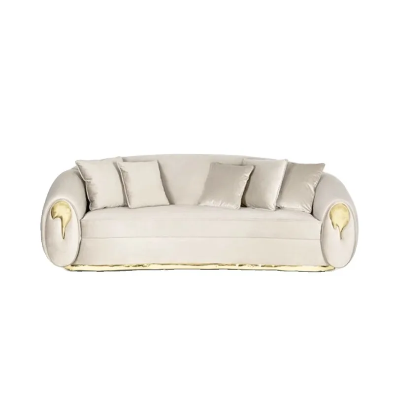 Copper sofa, leather white sofa