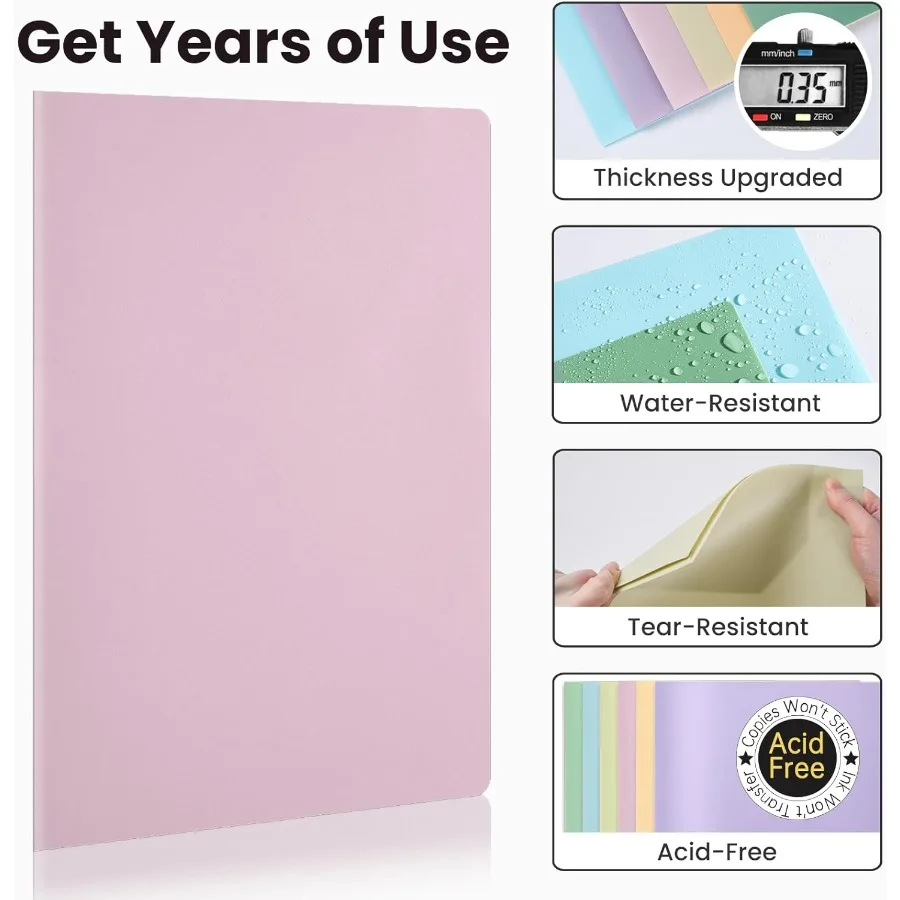 6 حزمة المجلدات مع الأواني ألوان الباستيل الثقيلة وعاء مجلد المجلدات البلاستيكية مع الأواني 2 وعاء مجلد مجلد الملفات الجمالية السائبة B