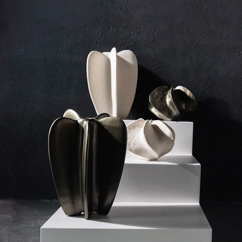 

New Chinese Wabi-Sabi Style Ceramic Dry Flower Ware Poplar Peach Shape Decorative Ornaments Ornaments Hotel Model Room Desktop