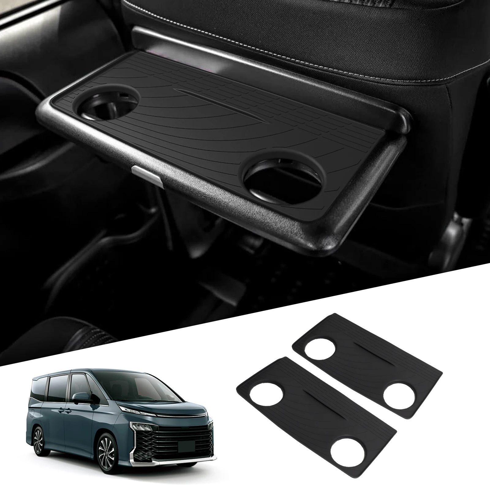 

LUCKEASY for Toyota Voxy/Noah 80Series 2014-2021 Car Table Mat Anti Slip Shock-Absorbing Silicone Interior Accessiories Black