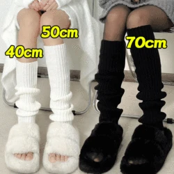 여성용 니트 로리타 레그 워머, 긴 양말, 가을 겨울 울 발 커버, 팔 워머, Y2K 크로셰 힙 양말, 부츠 커프스, 40-70cm