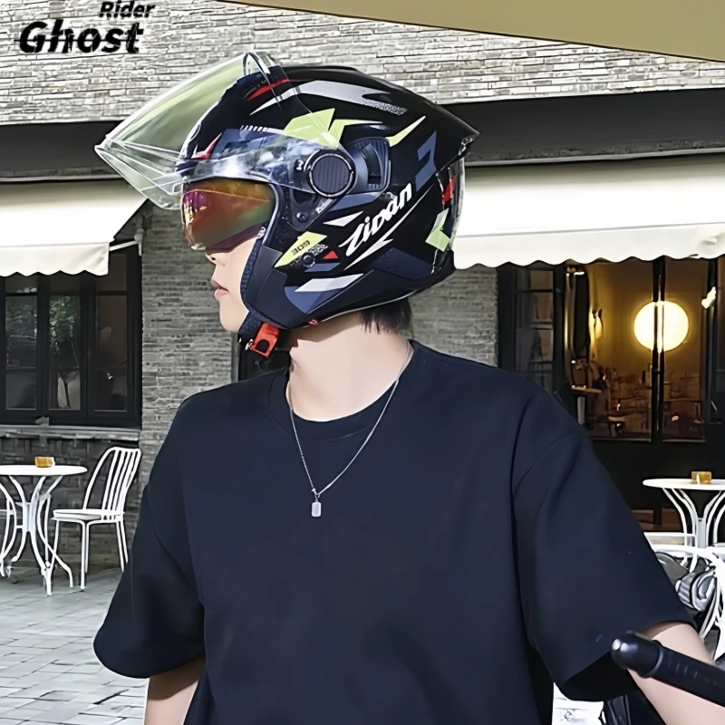 Men's Extra Large Motorcycle Half Helmet 5XL Dual Visor Open Face Helmet for Big Head Circumference 65‑70CM Motorbike Helmet