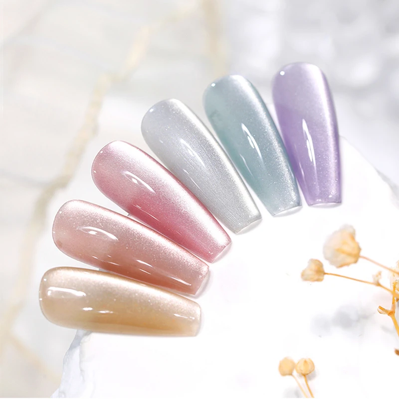 BORN PRETTY-Conjunto de esmaltes em gel, imersão em gel UV, brilho, prata, luz da água, luar, gato magnético, arte do prego, manicure, branco, 10ml