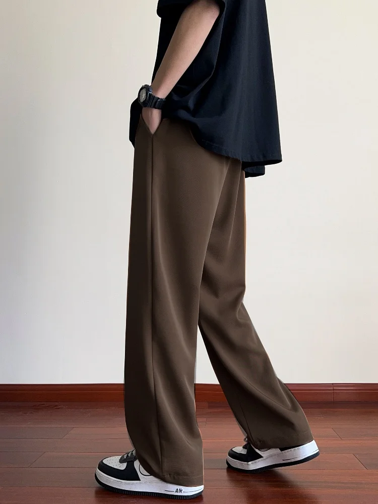 

Мужские летние тонкие прямые повседневные спортивные брюки из ледяного шелка, быстросохнущие, свободного кроя, длинные, модные, трендовые, брендовые