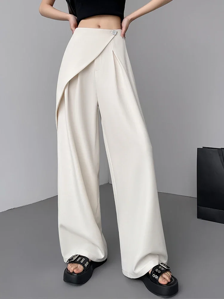 Sommerliche Klassische Unregelmäßige Schicke Lässige Damenhose Einfarbige Schlichte Lose Lange Modische Gerade Damenhose