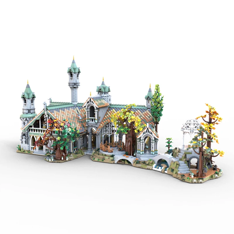 MOC-149444 Famous Building 10316 Rivendell Extended Castle Modular Building Block Assembly Model Brick Toy Children\'s Gifts