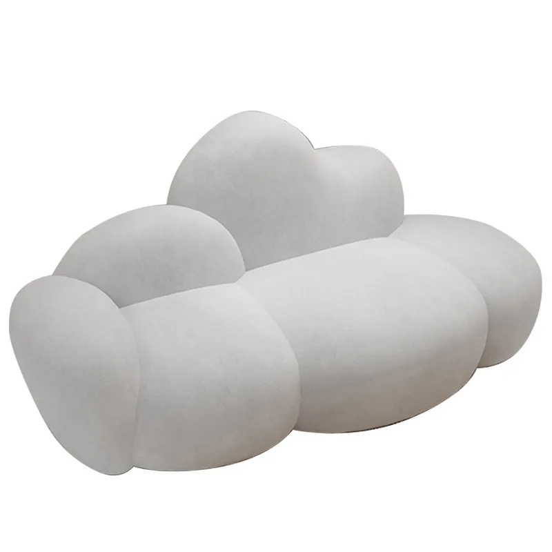 Nordic Designer Cloud Sofa Lamb Fleece Curved Hotel Beauty Salon Homestay Fabric Shaped Wabi Sandy Wind Sofa
