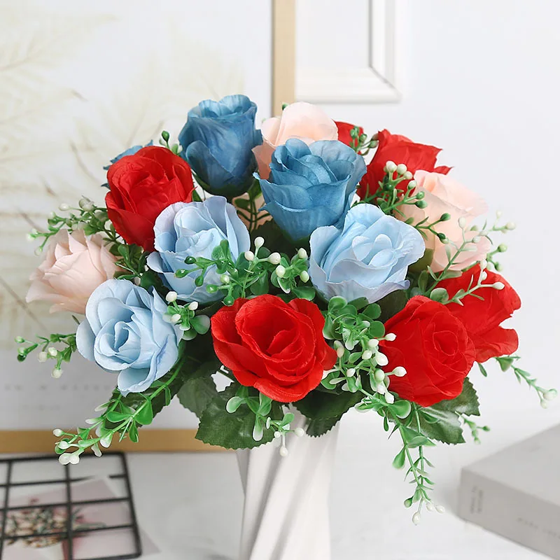 

Simulated Flower Bouquet Fragrant Roses Finished Wedding Home Decoration High-end Vase Flower Arrangement Photography Props