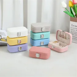 Novo em macaron caixa de jóias para viagens anel portátil brincos colar organizador dupla camada couro do plutônio snap button display caso