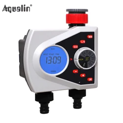 Two Outlets Garden Automatic Watering Timer Digital Electronic Solenoid Valve Sprinkler Timer Irrigation Controller System#21076