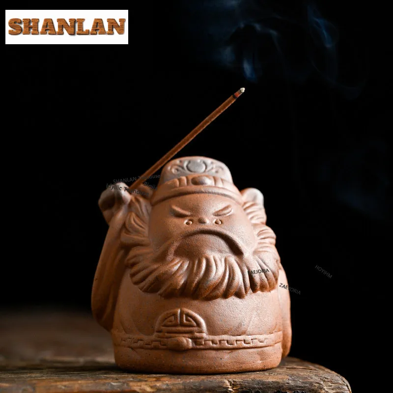 HOYIHM Crude Pottery Zhong Kui Incense Holder Incense Waterfall Incense Burners Consecrate Censer Home Accessories Decoration