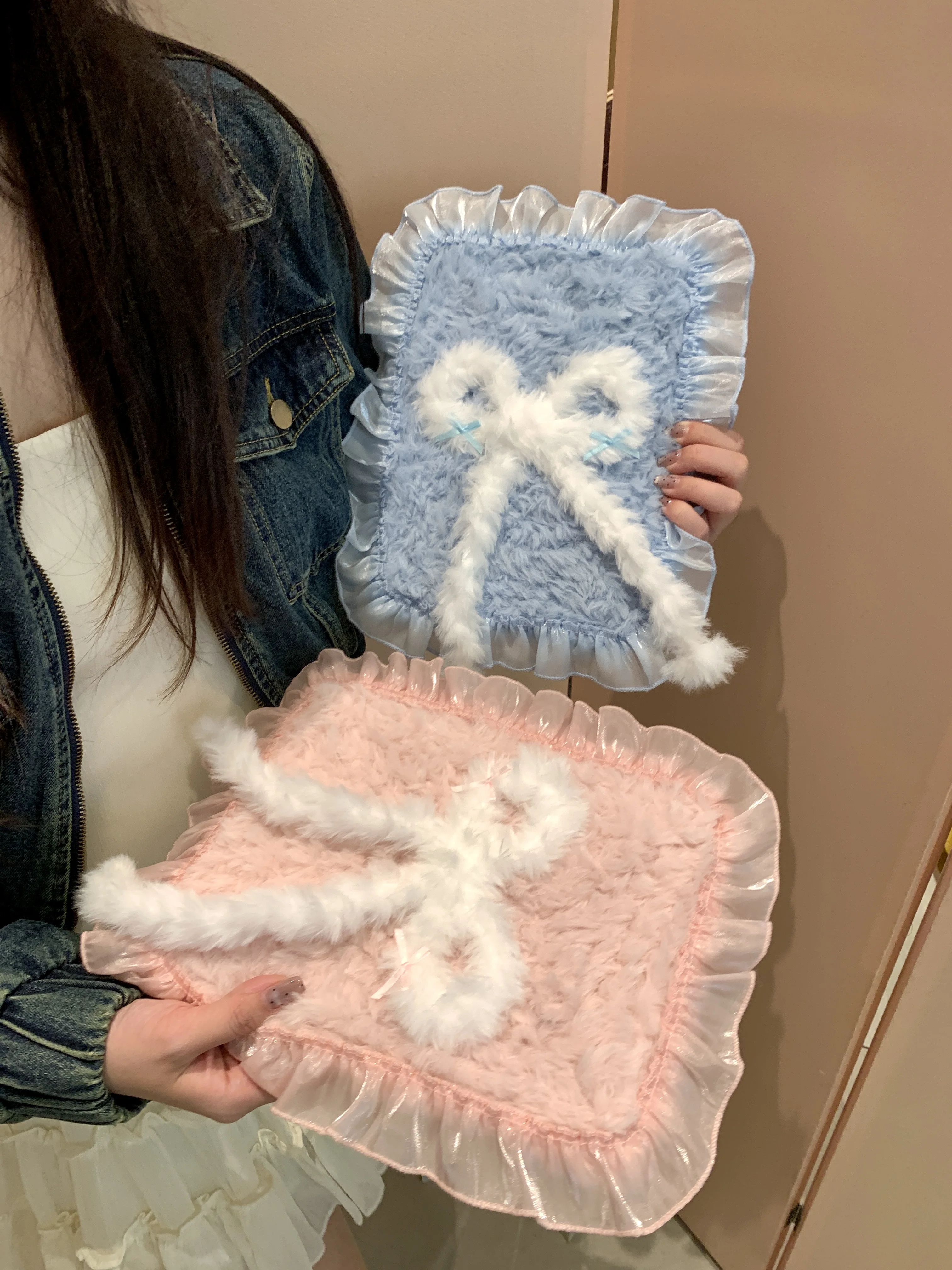 Winter Luxury Cute Plush Bracket iPad Tablet Case Mini 7 Air 6 2025 iPad Pro 11 inch 2024 13 inch Accessories Holder A16 Bag