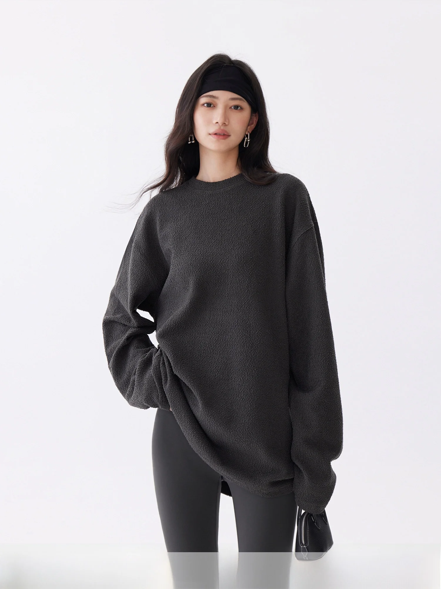 

Женская футболка Imoe Soft Chunky Particle Texture Color с длинным рукавом и круглым вырезом, свободного кроя, базовый слой, повседневная, универсальная