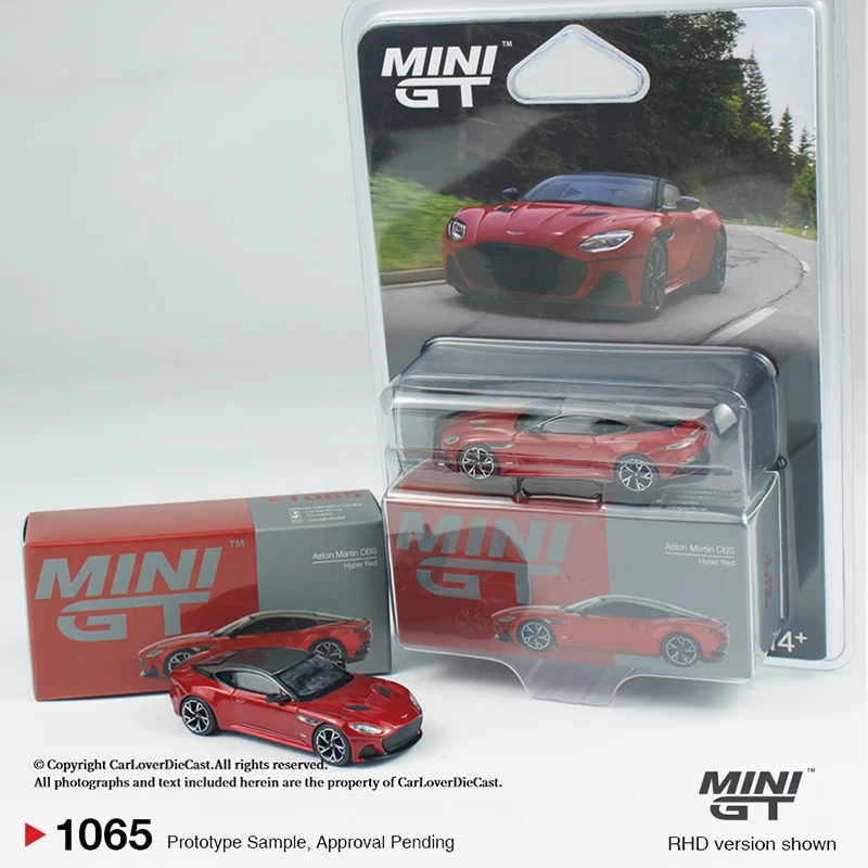 MINIGT 1:64 Aston Martin DBS Hyper Red MGT01065-CH Auto Legierung Spielzeug Kraftfahrzeug Druckguss Metall Modell für Kinder