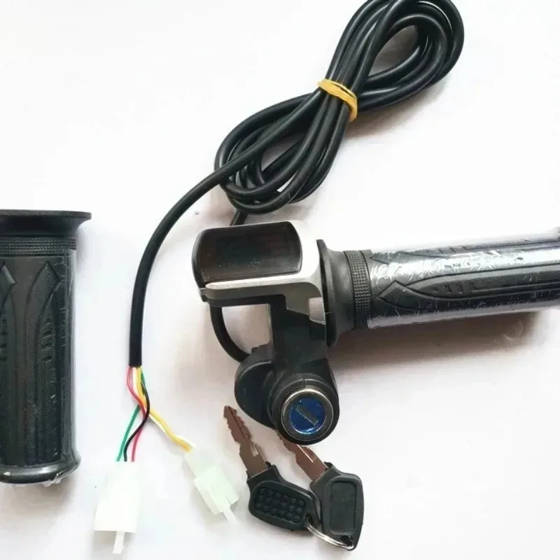 24V 36V 1Pair Electric Scooter Bike Throttle Speed Adjustment Handle with Key Lock Display Divides LCD Grip NEW
