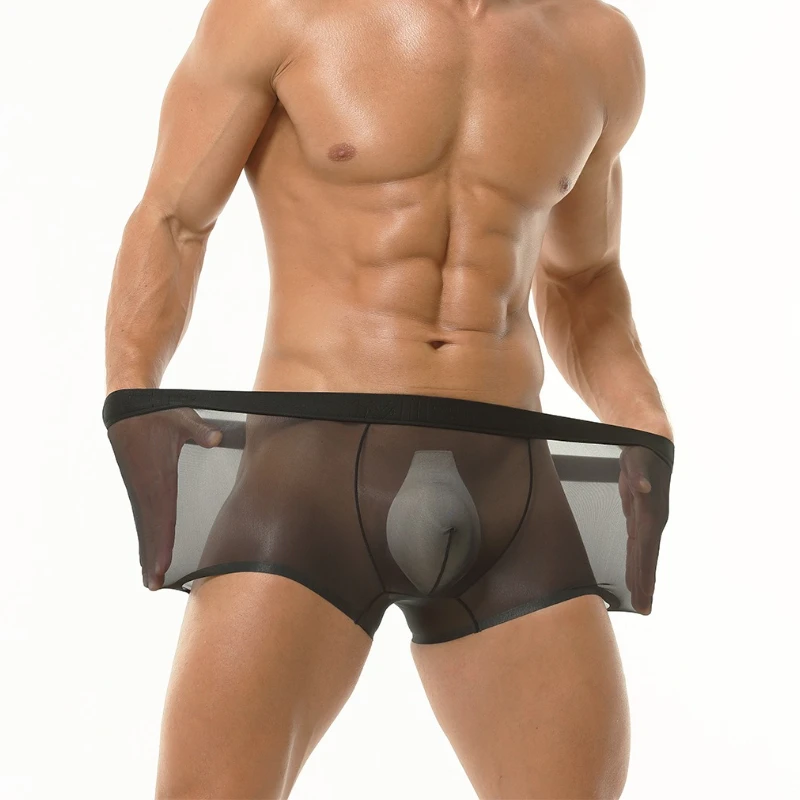 

Прозрачное нижнее белье с полной сеткой, мужские сексуальные ультра прозрачные трусы-боксеры, бесшовные трусы с выпуклым мешочком, мужские гладкие трусы для геев