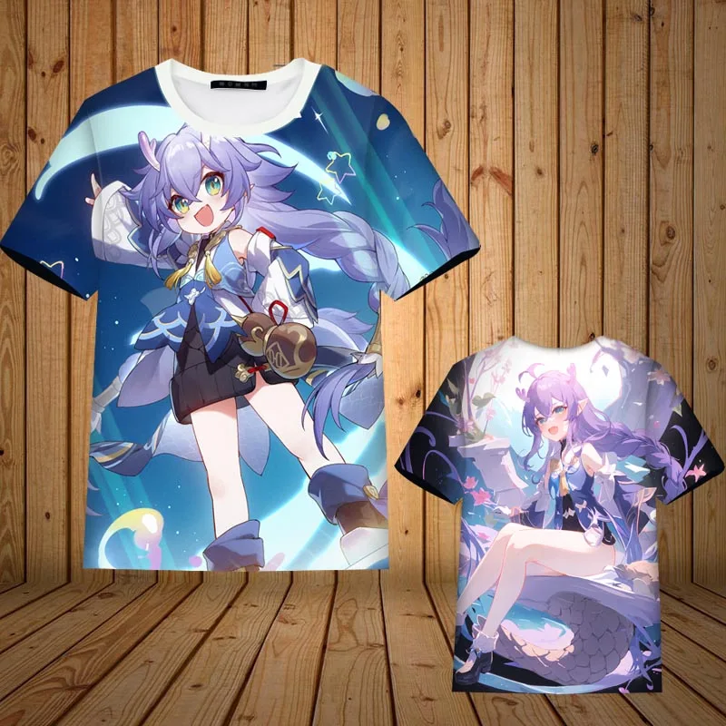 Newest Game Honkai Star Rail Himeko Print T-shirt 3D Men/Women Fashion Short-sleeve Anime Tees Top Oversized Harajuku Streetwear