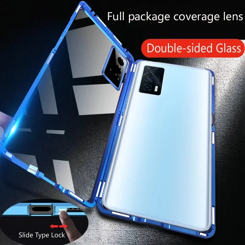 

Металлический магнитный чехол для Xiaomi Mi Poco F3 F5 F6 X6 M4 Pro 5G X3 X4 GT, двухсторонний стеклянный защитный чехол для объектива с защелкой, чехол для телефона