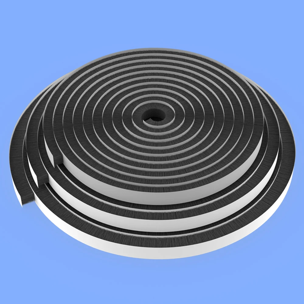 Self Adhesive Door Window Brush Seal Strip Windproof Dustproof Soundproof Insulation Tape Cuttable 5-23mm