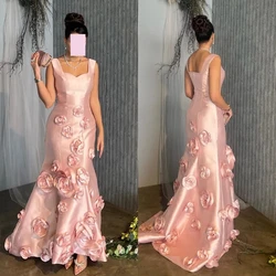 Scoggins Women Fashion Square Mermaid Formal Ocassion Gown Flower Hugging Floor Length Skirts Charmeuse Evening Dress فساتين كوك