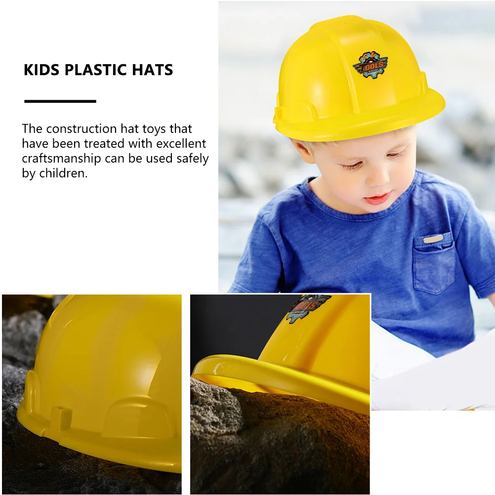 10 Pcs Toy Toddler Hats Party Supplies Construction Worker for Kids Plastic Plaything Yellow Hard Child