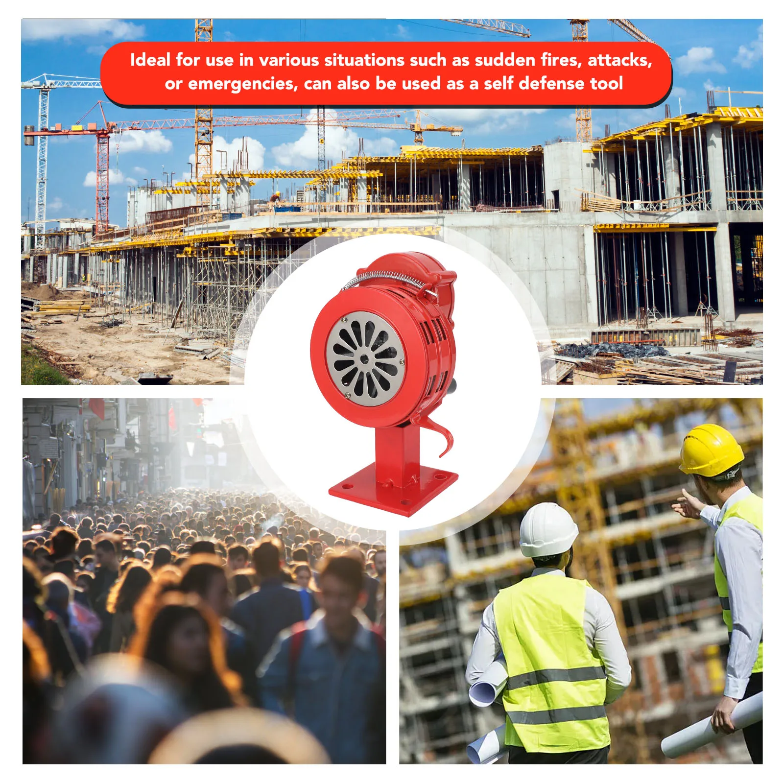Air Raid Alarm Air Raid Siren Hand Crank Siren Aluminium Alloy 110dB Loud Alarm Air Raid  Siren Horns Alarm for Emergency