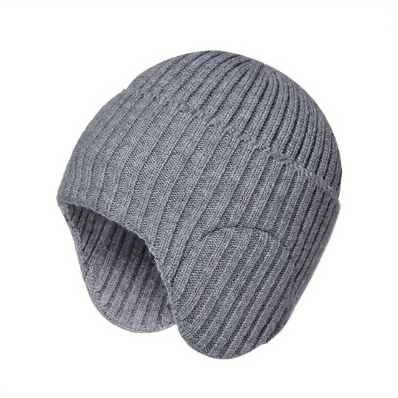 

Unisex Knitted Beanie Winter Thick Warm Ear Protection Outdoor Sports Windproof Pullover Cap Cold Weather