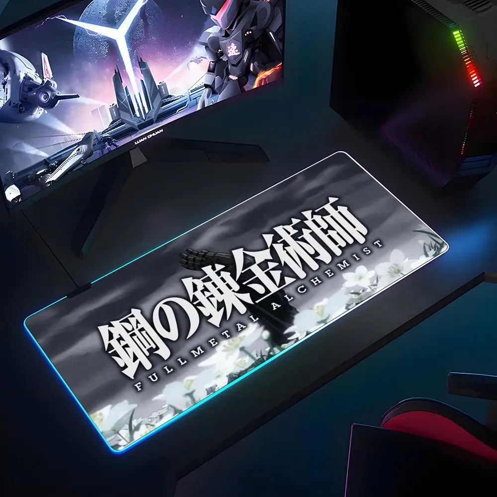 

Коврик для мыши F-Fullmetal Alchemist, резиновый противоскользящий коврик для клавиатуры с подсветкой RGB, 40x90 см, коврик для мыши, игровые аксессуары, XXL, офисный компьютерный коврик