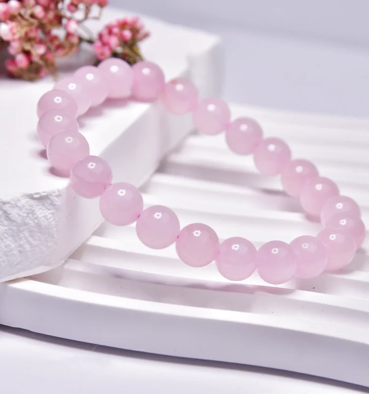 Madagascar Jelly Powder Crystal Peach Blossom Cream Body All-match Bracelet Women's Gentle Simple Girlfriends Handstring Gift