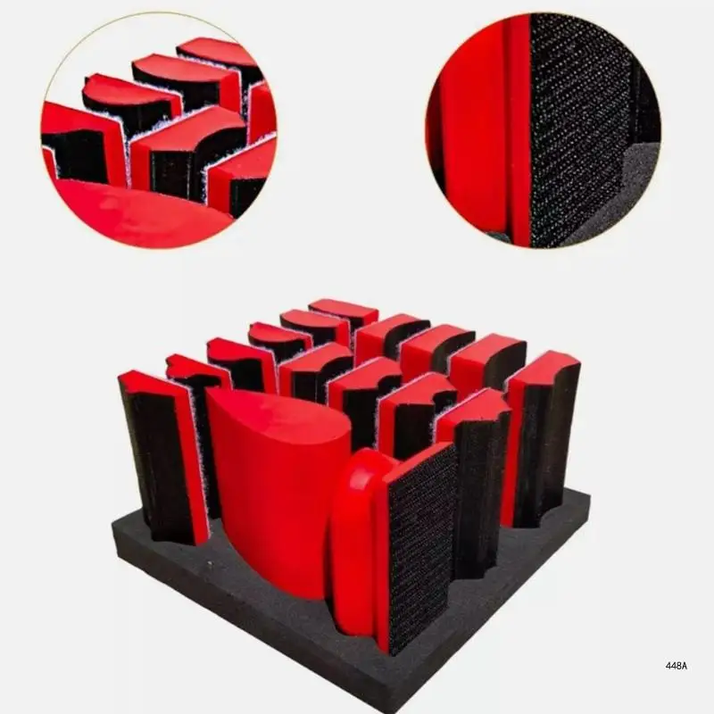 Hand Sanding Block Set Contoured Profile Sander Block Sandpaper Interchangeable Assorted Convex Concave Shapes