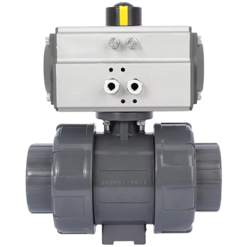 

16Bar Q611S-16S DN25 DN32 Пневматические приводы двойного действия UPVC True Uniou Шаровой клапан Уплотнение из ПТФЭ