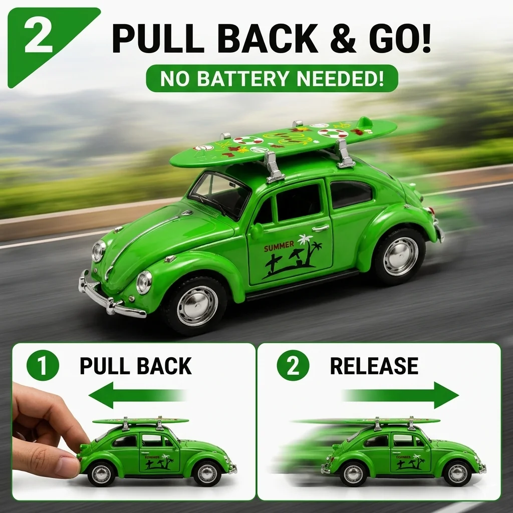 Fashionable Alloy Mini Car Model with Pullback Action Durable Plastic/Metal No Battery Required Ideal Gift for Car Enthusiasts