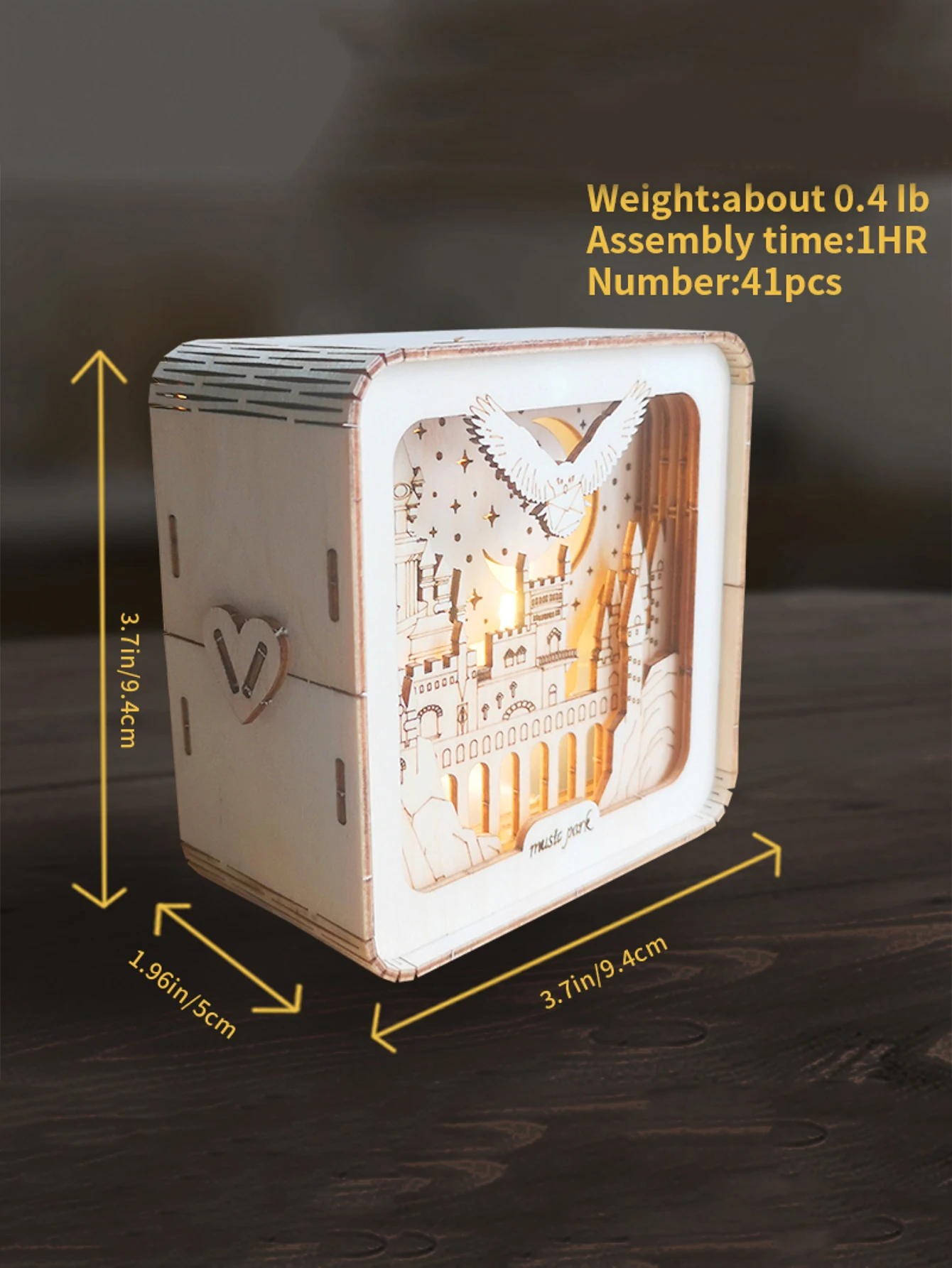 3D 나무 퍼즐 성 모델 키트 야간 조명 책상 장식 여성을위한 생일 크리스마스 선물