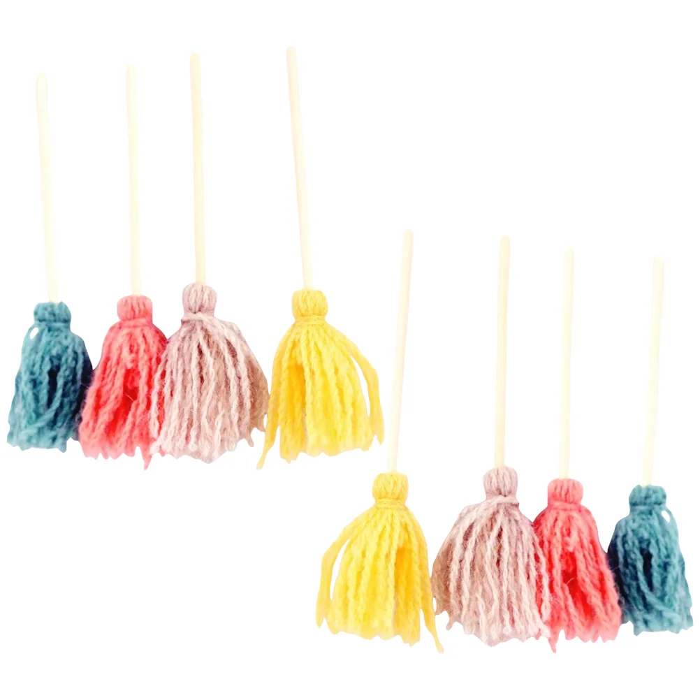 

8 Pcs Ornaments for Kids House Broom Accessory Miniature Tiny Accessories Mop Models Mops Child