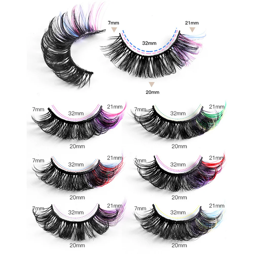 7 paar gekleurde valse wimpers zacht comfortabel krulontwerp perfect voor feesten cosplay wimperextensions wimperverlenging