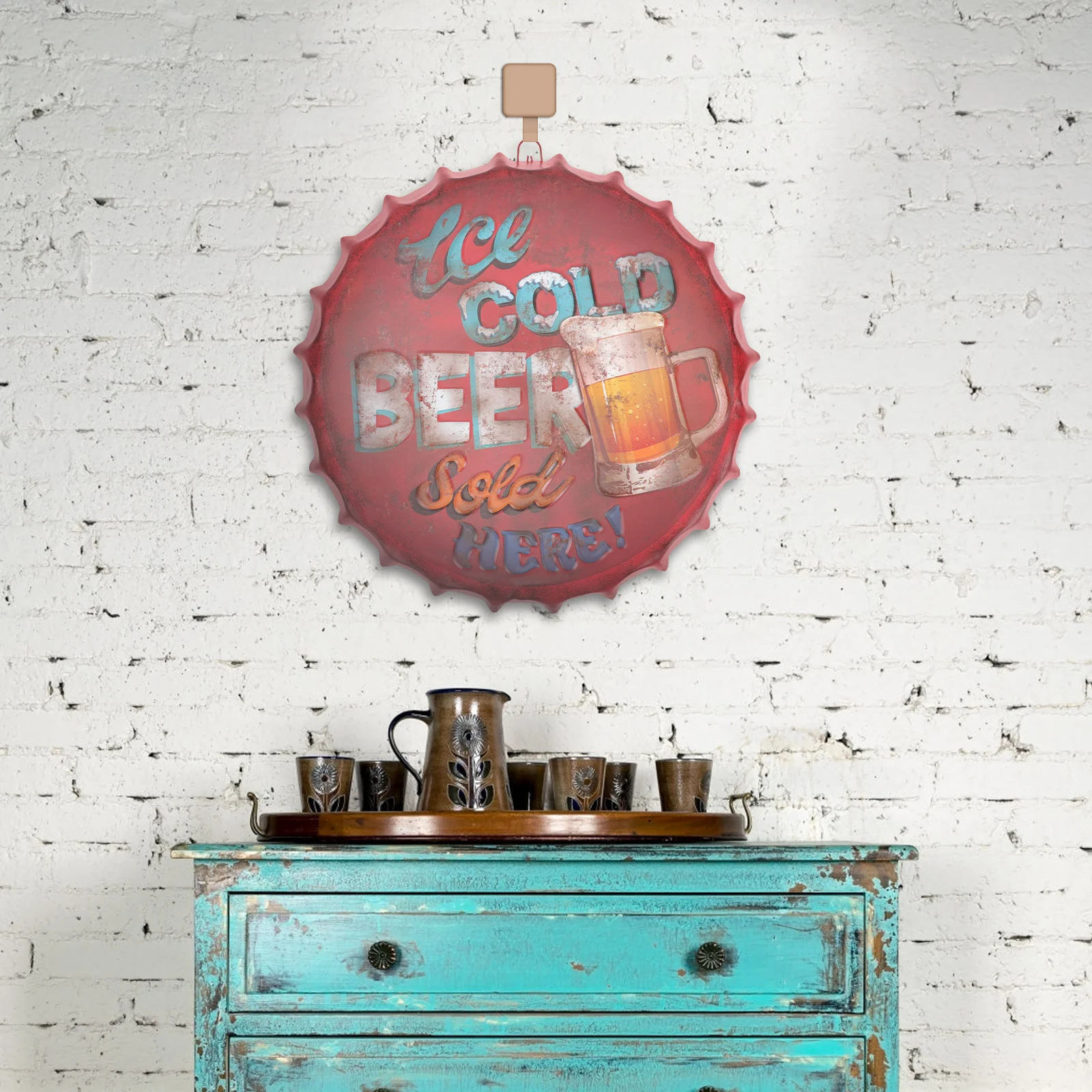 Beer Tin Painting Iron Pendant Emblems Vintage Wall Decorations Photography Backdrop