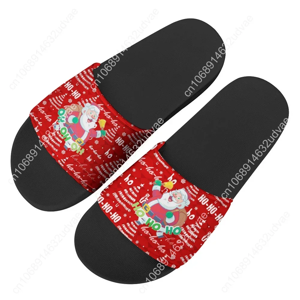 Christmas Santa Claus Snowflakes Slippers Home Water Shoes Men Women Teenagers Beach Pool Sandals Custom Summer Slipper