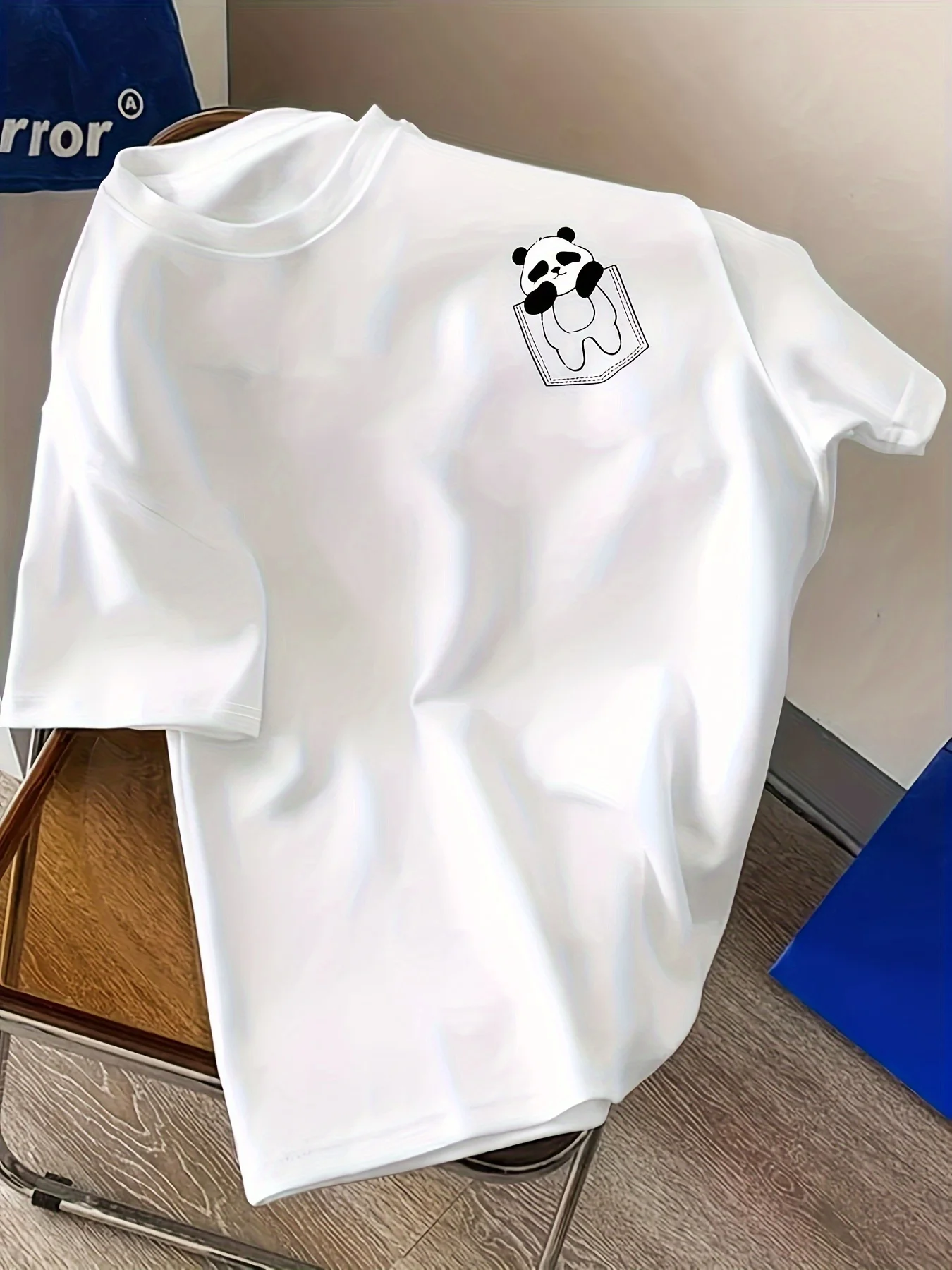 Men's Summer 100% Pure Cotton Fashionable Casual Loose Polka Dot Pattern Printed Round Neck Short Sleeved T-Shirt Top