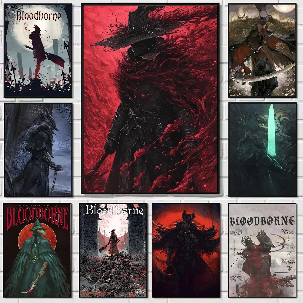 Dark Hunter B-Bloodborne Spiel, klassisches Anime-Poster, HD-Kunst, klebrige Wand, wasserdicht, für Zuhause, Wohnzimmer, Schlafzimmer, ästhetische Dekoration
