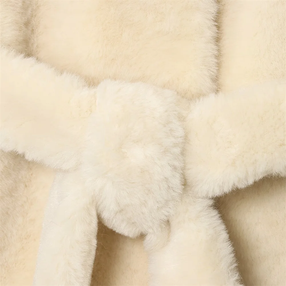 Outono novo produto moda feminina estilo extremamente simples temperamento cinto quente efeito de pele artificial casaco jaqueta