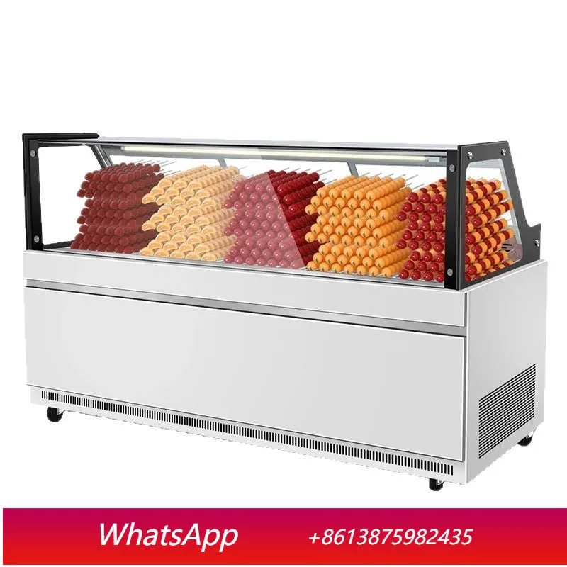 

YJQ rock sugar gourd display cabinet air-cooled thick cut fried yogurt frozen salmon stall commercial